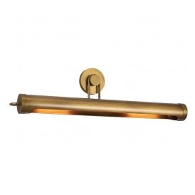 large, two light, picture light in vintage brass