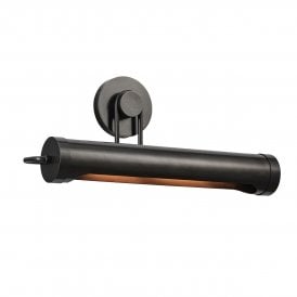 a medium sized picture light in a bronze finish