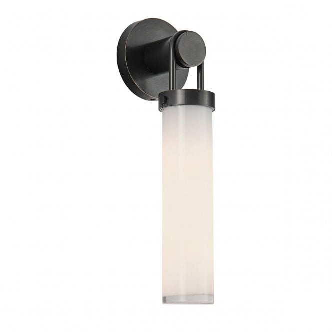 Wynwood Urban Bronze Wall Light with Opal Glass Shade