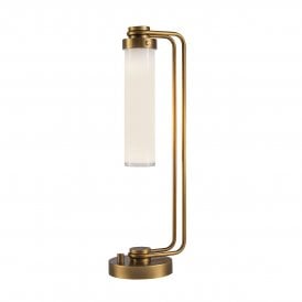 modern brass table lamp with opal glass shade