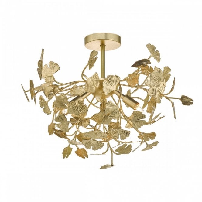YADIRA semi-flush ceiling light decorated with distressed gold leaves