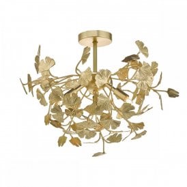 YADIRA semi-flush ceiling light decorated with distressed gold leaves
