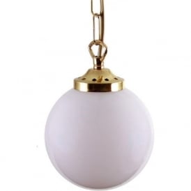 YAOUNDE classic white glass globe ceiling pendant - polished brass