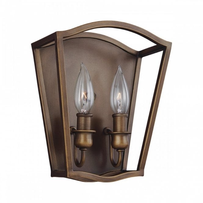 YARMOUTH traditional 2 light antique brass wall sconce