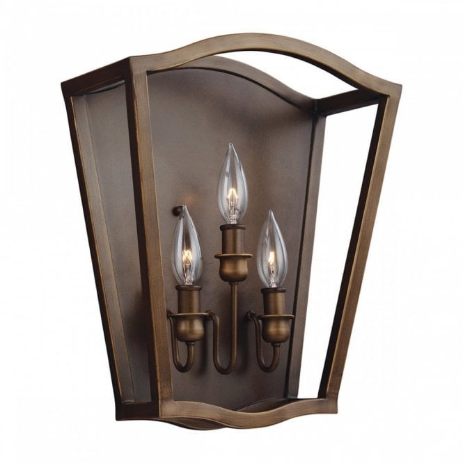 YARMOUTH traditional 3 light antique brass wall sconce