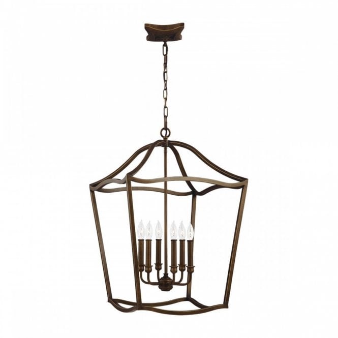 YARMOUTH traditional 6 light antique brass hall lantern