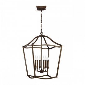YARMOUTH traditional 6 light antique brass hall lantern