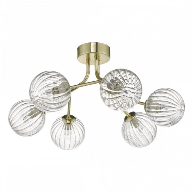 YISKA semi-flush low ceiling light with glass shades on gold frame