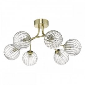 YISKA semi-flush low ceiling light with glass shades on gold frame