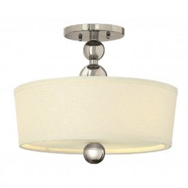 ZELDA Art Deco nickel semi-flush fitting low ceiling light