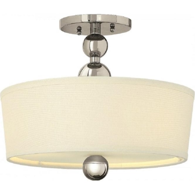 ZELDA Art Deco nickel semi-flush fitting low ceiling light