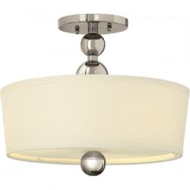 ZELDA Art Deco nickel semi-flush fitting low ceiling light