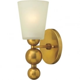 ZELDA vintage brass wall light with frosted glass shade