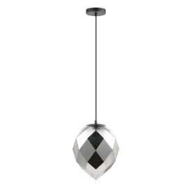 ZOE 1 Light Ceiling Pendant Chrome Glass Black