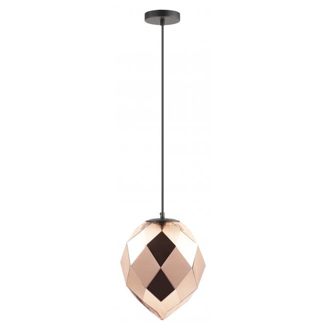 ZOE 1 Light Ceiling Pendant Gold Glass Black