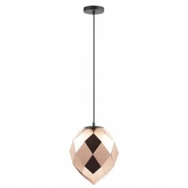 ZOE 1 Light Ceiling Pendant Gold Glass Black