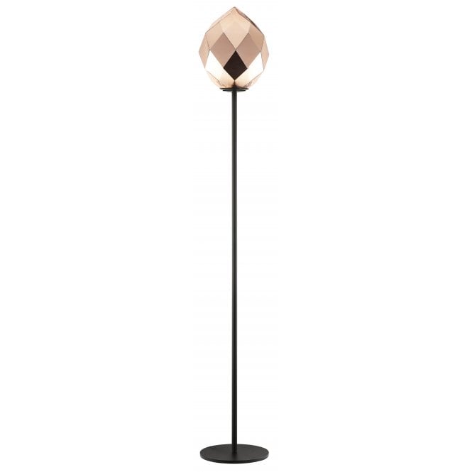 ZOE 1 Light Floor Gold Glass Black