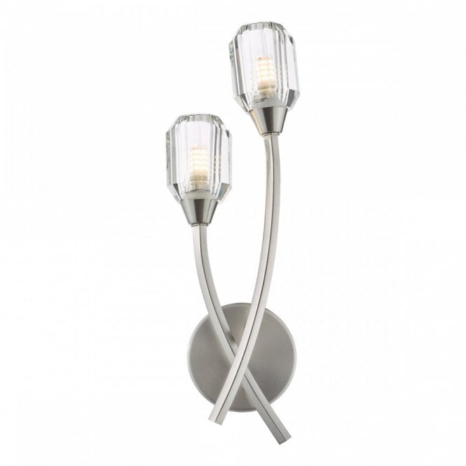 Zonda Double Wall Light in Brushed Nickel and Crystal
