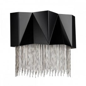 ZUMA contemporary black wall light with silver fringe detailing